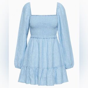 Aritzia Wilfred Tempest Linen Mini Dress Blue Large